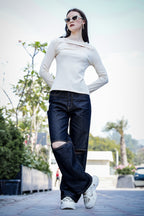Women's Keyhole Neckline Full Sleeve Top