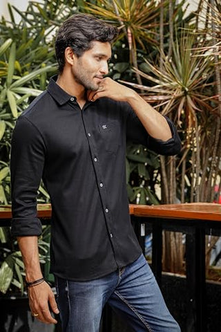 Men Solid Formal Black Shirt