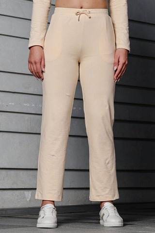 WOMEN ROUND NECK CREAM FULL SLV  CO-ORD SET