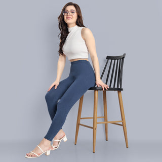 WOMENS MOON LIGHT BLUE ANKLE LENGTH POCKET LEGGING