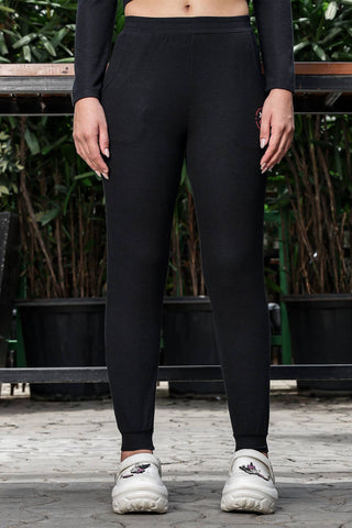 WOMEN ROUND NECK BLACK FULL SLV  CO-ORD SET