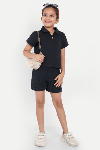 GIRLS BLACK BEAUTY SOLID CO-ORDS SET