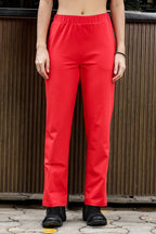WOMEN ROUND NECK RED HALF SLV  CO-ORD SET