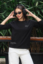 ONE SKY Women's Printed & Typographic Full Sleeve T-Shirt | Cotton Modal Blend Round Neck Top | Soft & Stretchy