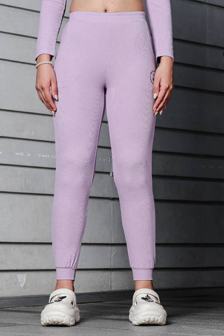 WOMEN ROUND NECK PURPLE FULL SLV  CO-ORD SET