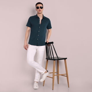 Men Navy Semi Casual Shirt