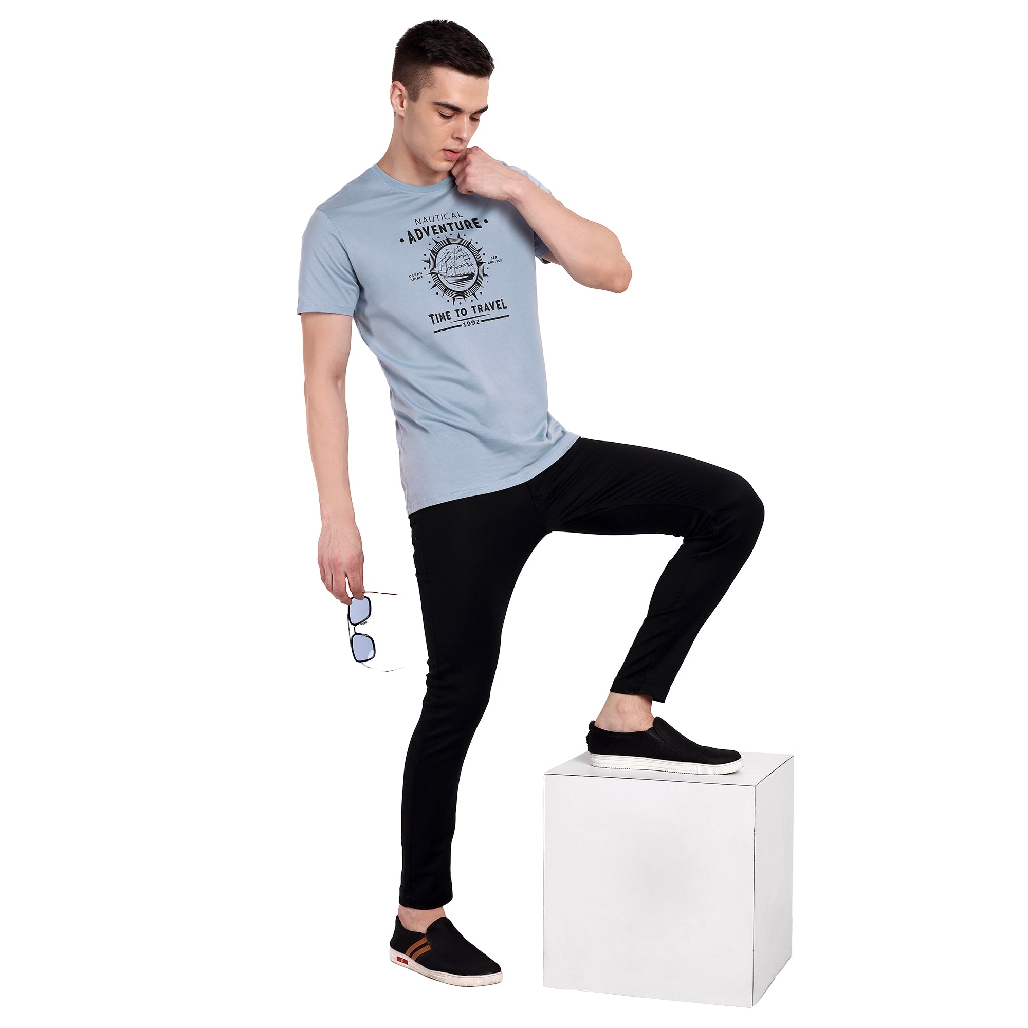 Men Dull Sky Round Neck T-Shirt