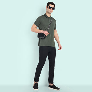 MENS DARK OLIVE POLO TSHIRT