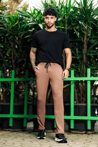 ONE SKY Men’s Modal Track Pants | Mid Rise Casual Joggers with Drawstring | 3 Pockets | Solid Color | Machine Wash