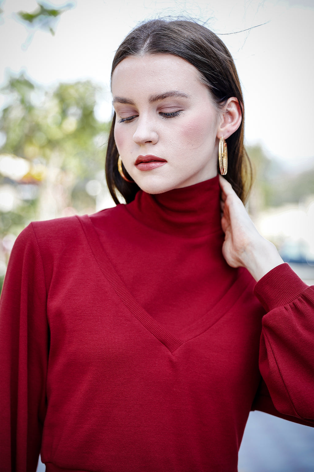 Women's 3-in-1 Versatile Crop Top with High Neck Inner & Full Sleeve Outer