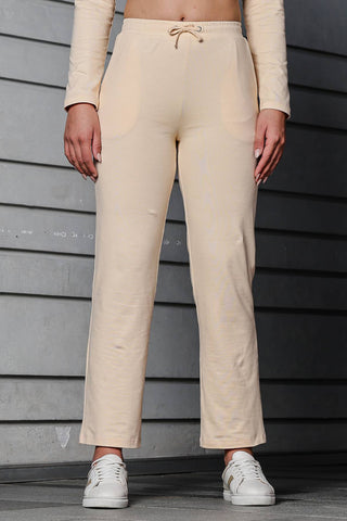 WOMEN ROUND NECK CREAM FULL SLV  CO-ORD SET