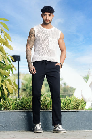 ONE SKY Men’s Cotton Blend Track Pants | Mid Rise Casual Joggers with Drawstring | 2 Pockets | Solid Color | Machine Wash