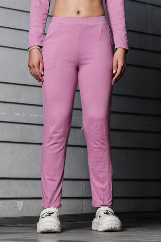 WOMEN ROUND NECK PURPLE FULL SLV  CO-ORD SET