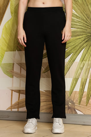 ONE SKY Women's Printed Hooded Tracksuit | Cotton Blend Co-ord Set with Zipper Jacket & Slip-On Pants | Typographic Design & 4 Pockets