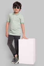 Boys Classic Cotton Polo T-Shirt with Stripes Green