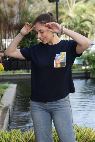 ONE SKY Women’s 100% Cotton Half Sleeve T-Shirt – Round Neck Graphic Print Top, Casual Pull-On Tee, Machine Washable