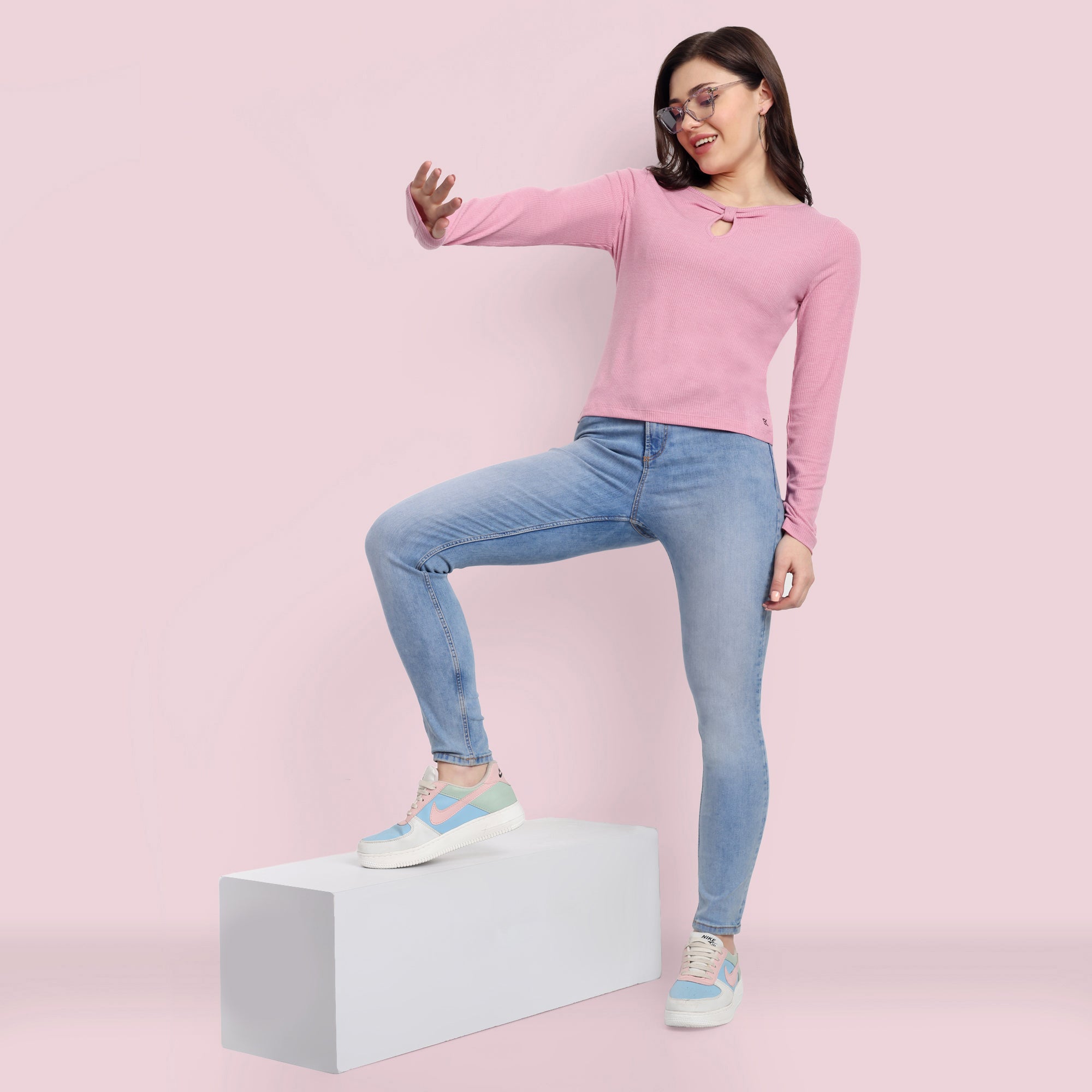 WOMENS STYLISH PATTERN PINK TOP