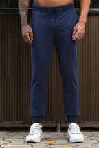 Men's Solid Tracksuit Set | Cotton Blend with Mock Collar Zip-Up Top & Drawstring Joggers | Mid-Rise Fit | 4 Pockets | Long Sleeves | Casual Athleisure Gym Wear