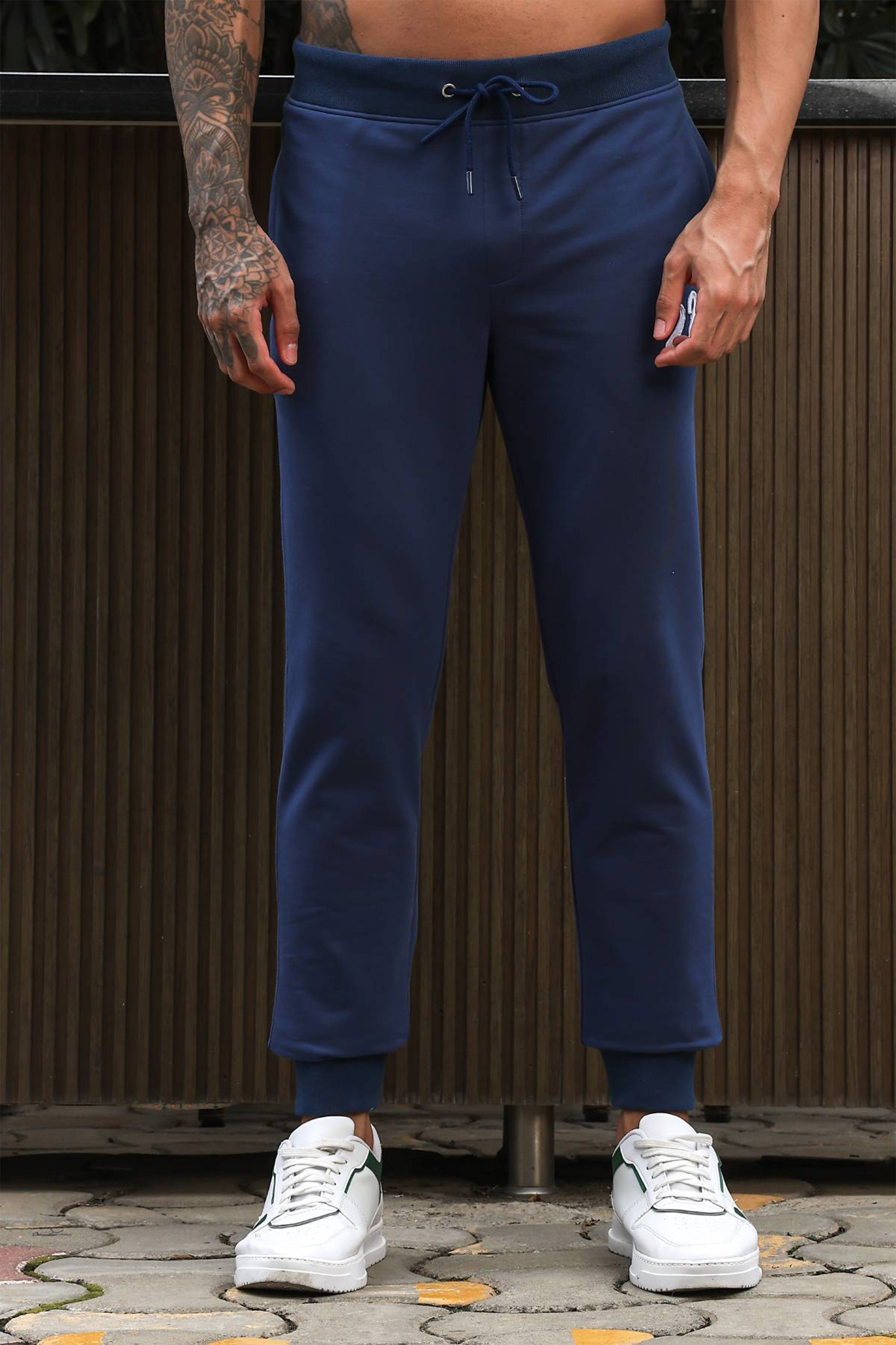 Men's Solid Tracksuit Set | Cotton Blend with Mock Collar Zip-Up Top & Drawstring Joggers | Mid-Rise Fit | 4 Pockets | Long Sleeves | Casual Athleisure Gym Wear