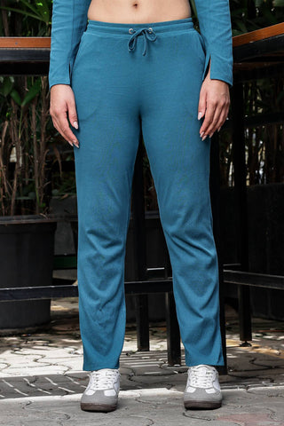 WOMEN ROUND NECK BLUE FULL SLV  CO-ORD SET