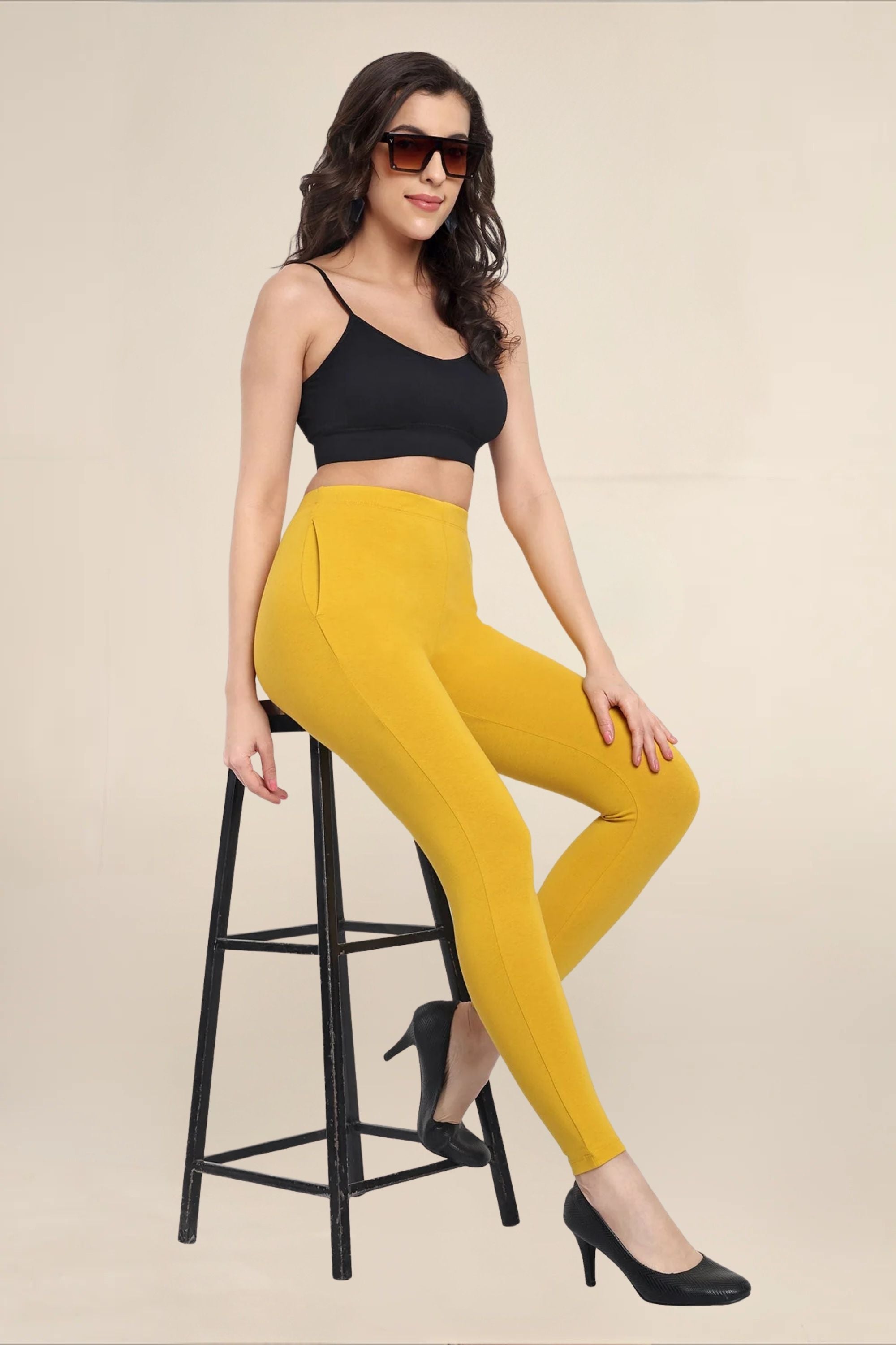 Women Mustard Regular Legging