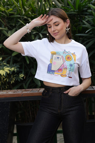 ONE SKY Women’s 95% Cotton 5% Spandex Half Sleeve T-Shirt – Round Neck Graphic Print Top, Casual Pull-On Tee, Machine Washable