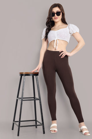 WOMENS DEEP BROWN REGULAR LENGTH POCKET LEGGING