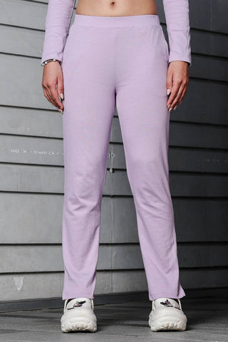 WOMEN V-NECK LAVENDER FULL SLV  CO-ORD SET