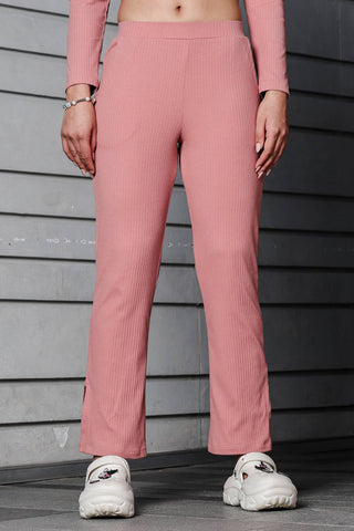 WOMEN ROUND NECK BROWN FULL SLV  CO-ORD SET