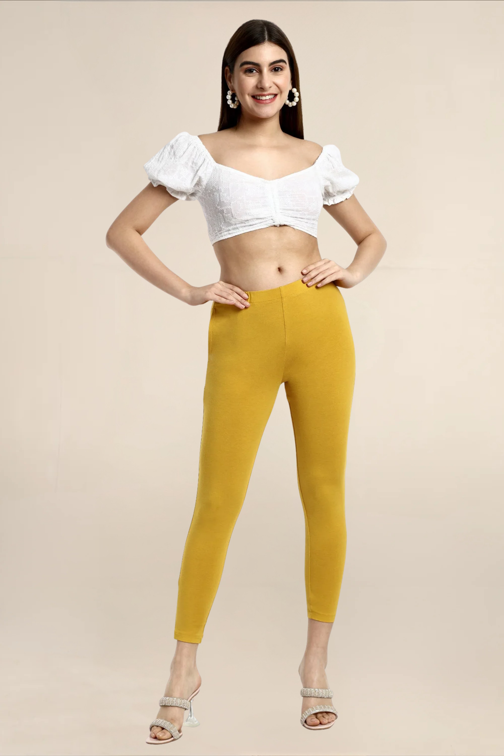 Women Mustard Ankle Length Legging