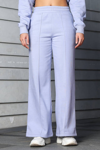 ONE SKY Women's Embroidered & Floral Round Neck Tracksuit | Cotton Blend Long Sleeve Top & Mid-Rise Pleated Slip-On Pants | 4 Pockets