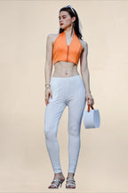 Women Off White Regular Legging