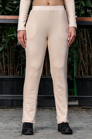 WOMEN ROUND NECK CREAM FULL SLV  CO-ORD SET