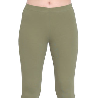 Women Olive Breathable Long Length Legging