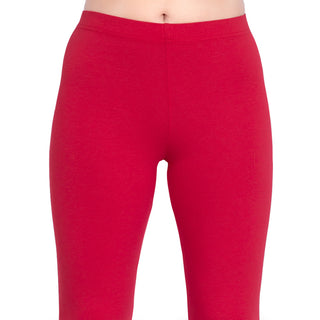 Women Red Breathable Long Length Legging