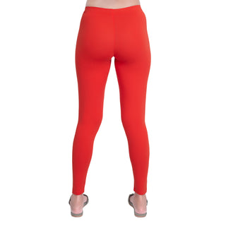 Women Bright Red Breathable Long Length Legging