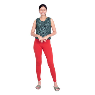 Women Classic Red Breathable Long Length Legging