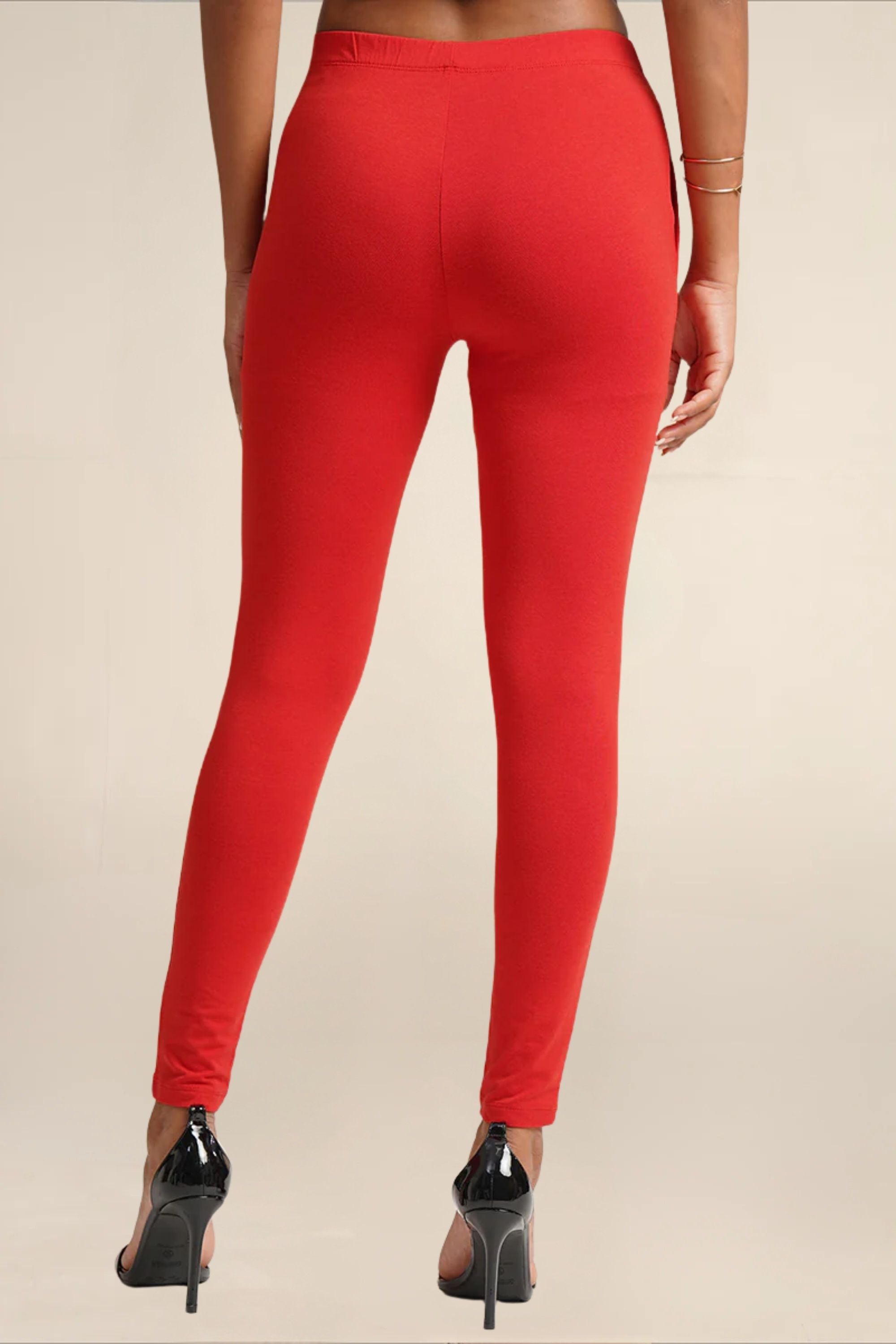 WOMENS RED REGULAR LENGTH POCKET LEGGING