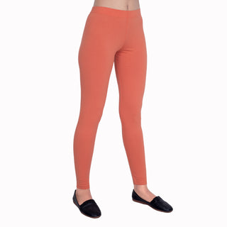 Women Brick Red Breathable Long Length Legging