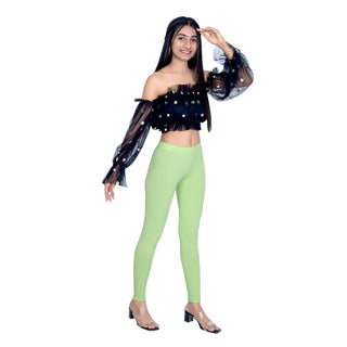 Women Soft Green Breathable Long Length Legging