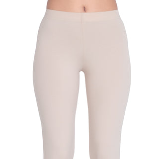 Women Beige Breathable Long Length Legging