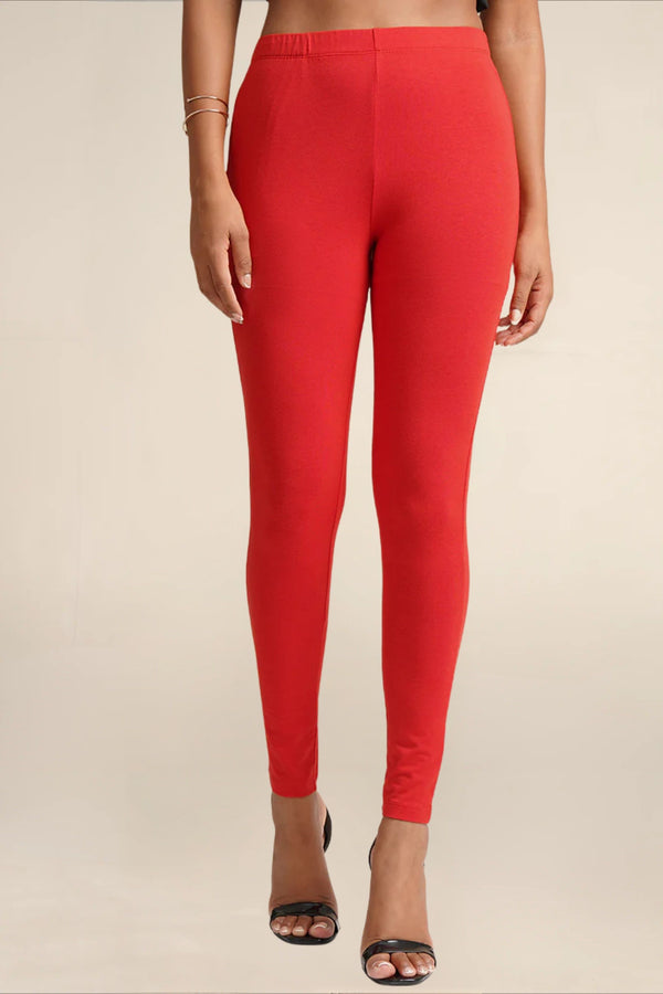 WOMENS RED REGULAR LENGTH POCKET LEGGING