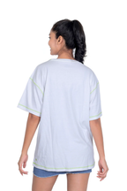 Women White Round Neck Oversized T-Shirt