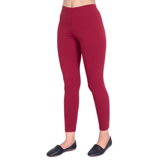 Women Maroon Ankle Length Legging