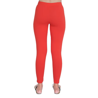 Women Bright Red Ankle Length Legging