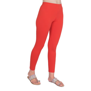 Women Bright Red Ankle Length Legging