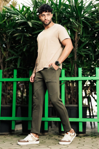 ONE SKY Men’s Cotton Blend Track Pants | Mid Rise Casual Joggers with Drawstring | 4 Pockets | Solid Color | Machine Wash