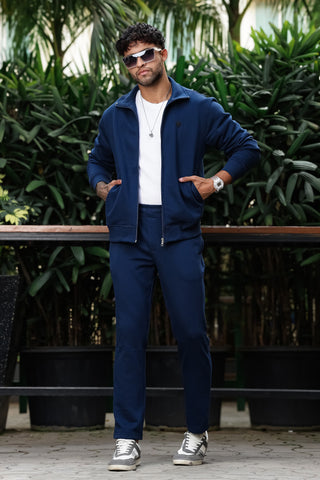 Men's Tracksuit Set Solid Color Cotton Blend | Mock Collar Top with Zip | Mid-Rise Jogger Bottom | Long Sleeve Activewear | 4-Pocket Casual Gym Sportswear