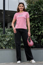WOMEN ROUND NECK PINK T SHIRT