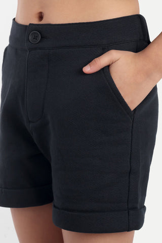 One Sky Girls 100% Cotton Polo Top & Shorts Set – Solid Color, Short Sleeves, Zipper Fly, Casual Two-Piece Outfit